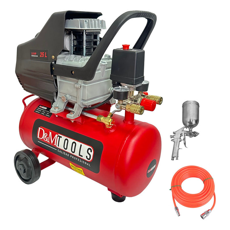 Compresor De 2 Hp Doble Salida 1500 Wt 25 Litros