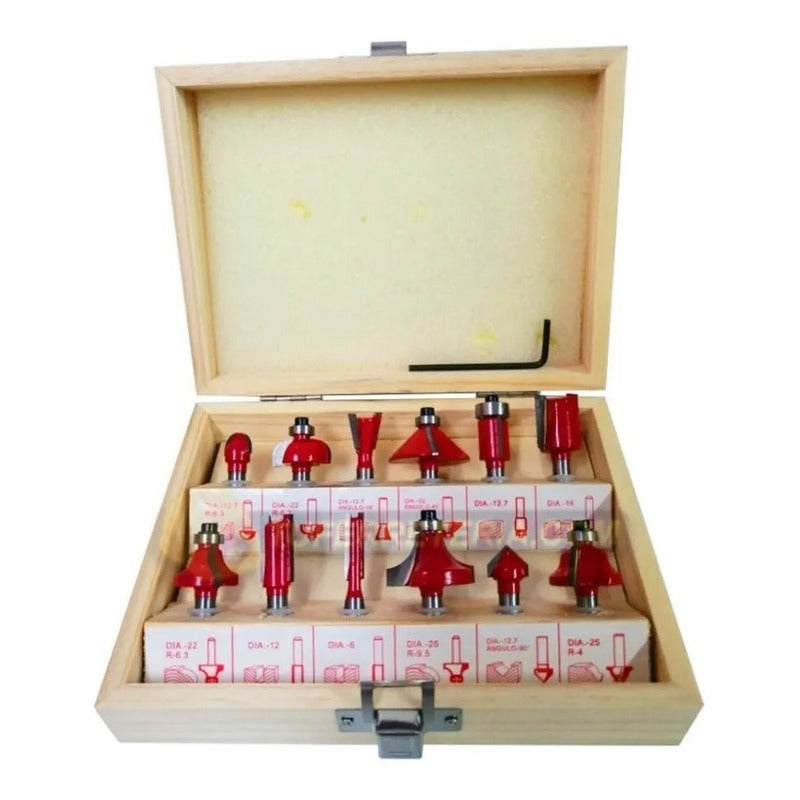 Kit Fresas Para Madera Ruteadora Rebordeadora 1/4 X 12 Pc