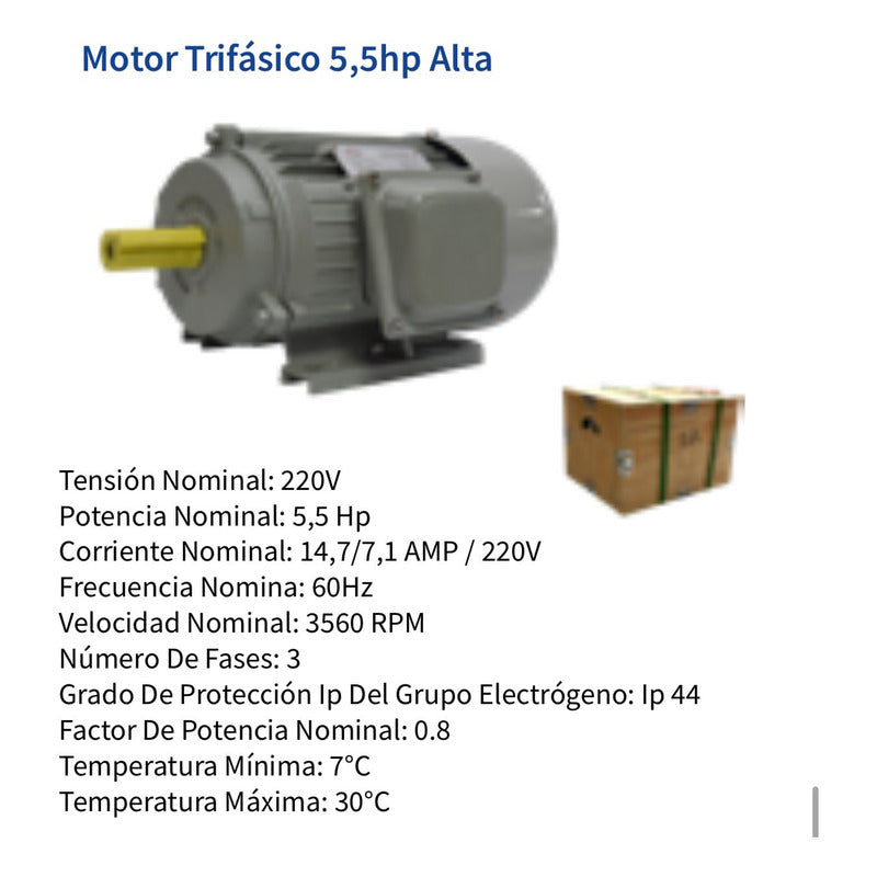 Motor Electrico Trifasico 5.5hp Alta Industria Trabajo Pesad