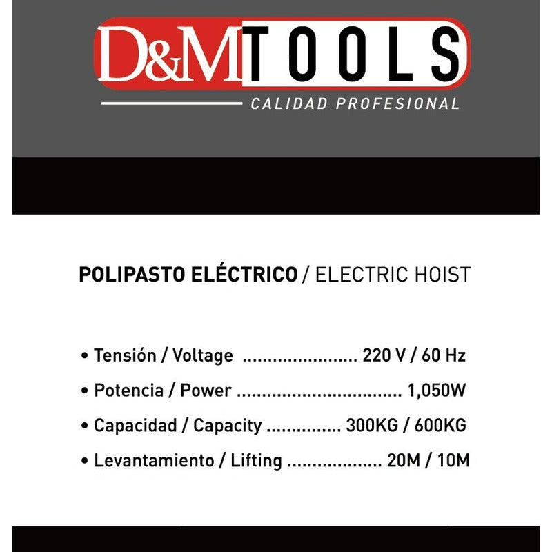 Diferencial Polipasto Eléctrica 500 Kilos 20 Metros De Guaya