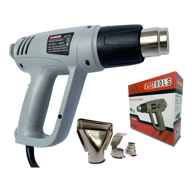 Pistola Y Boquilla Calor Termoencogible 2000wt Temperatura Variable Color Gris