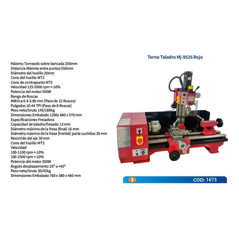 Maquina Taladradora Y Fresadora Torno Multifunción 13mm
