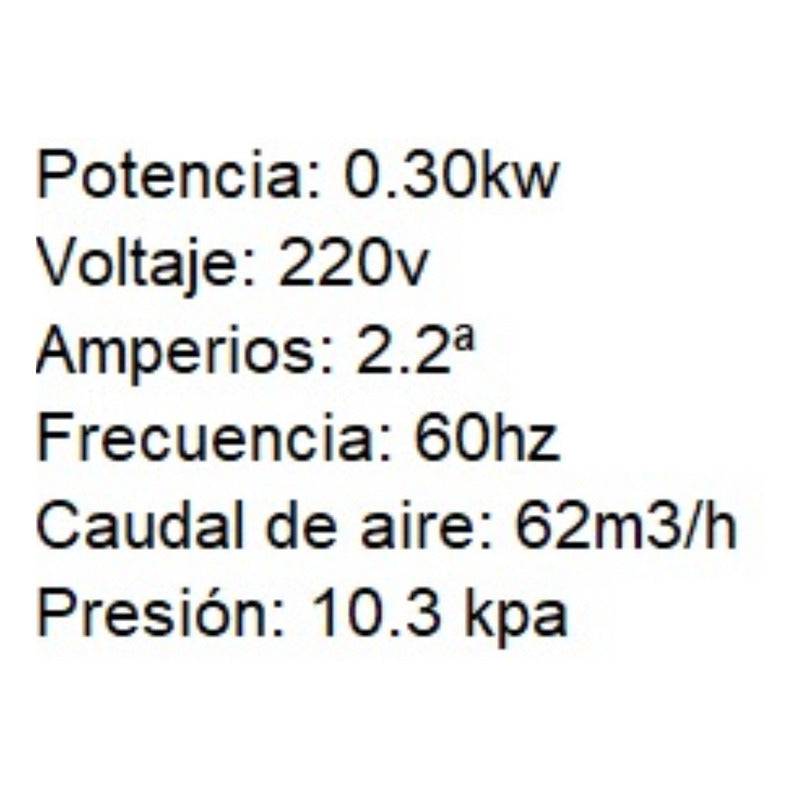 Turbina Regenerativa 220v 2.2a 62 M3/h 10.3 Kpa