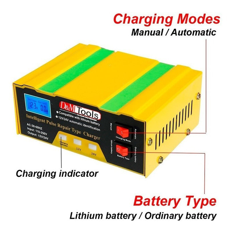 Cargador De Bateria Para Carros Y Motos 12v 10 Amp