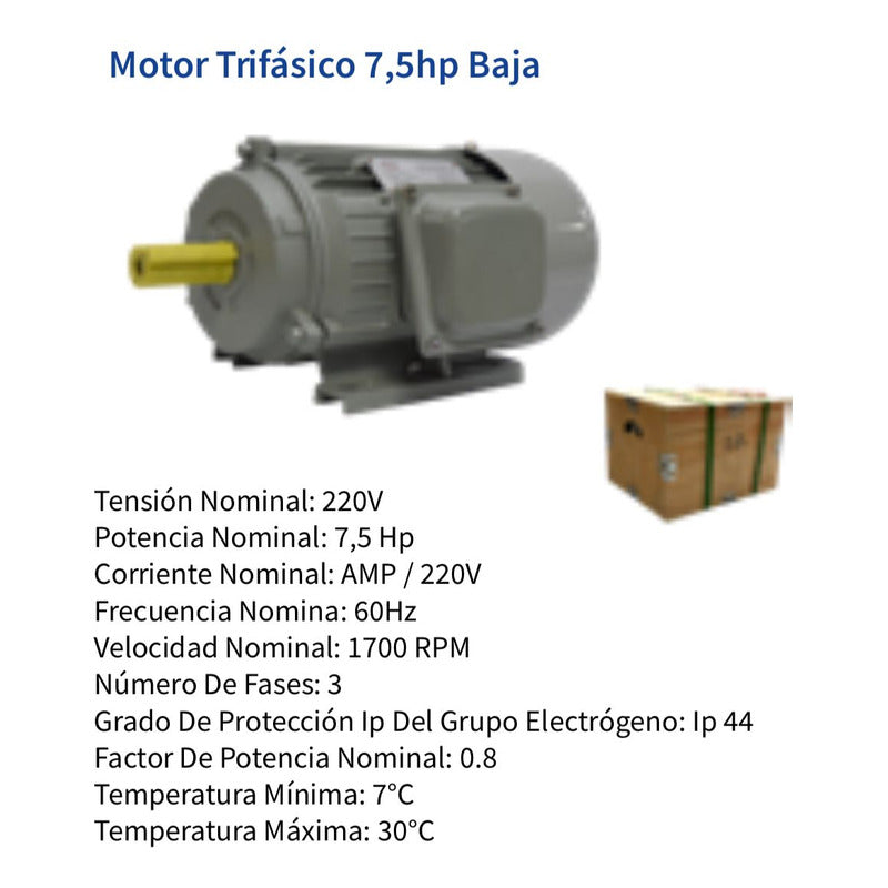 Motor Electrico Trifasico 7.5hp Baja Industria Trabajo Pesad