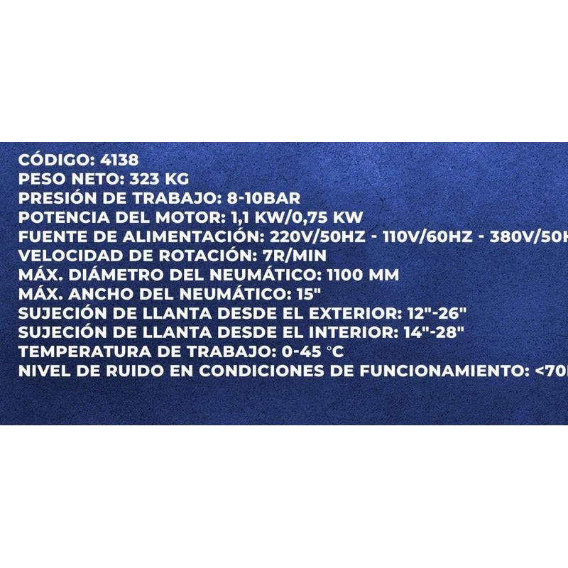Maquina Desmontadora Llantas Montallantas Rin 10 Hasta 26