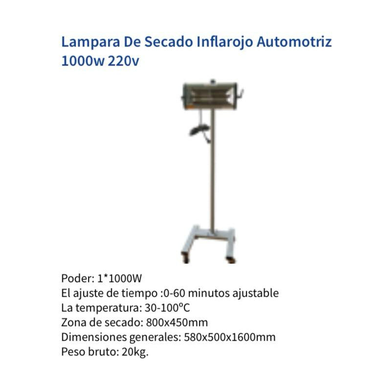 Lampara Secado Doble Infrarrojo Automotriz 1000w 220v Pintur