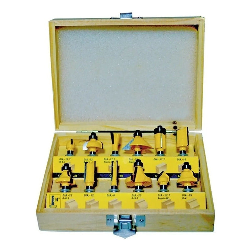 Kit Fresas Para Madera Ruteadora Rebordeadora 1/4 X 12 Pc