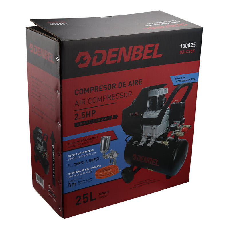 Compresor De 2 Hp Doble Salida 1500 Wt 25 Litros