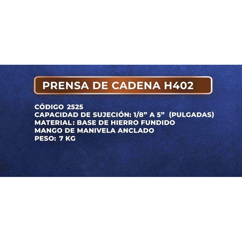 Prensa De Cadena Para Tubo 1/8 A 5 (pulgadas) Industrial