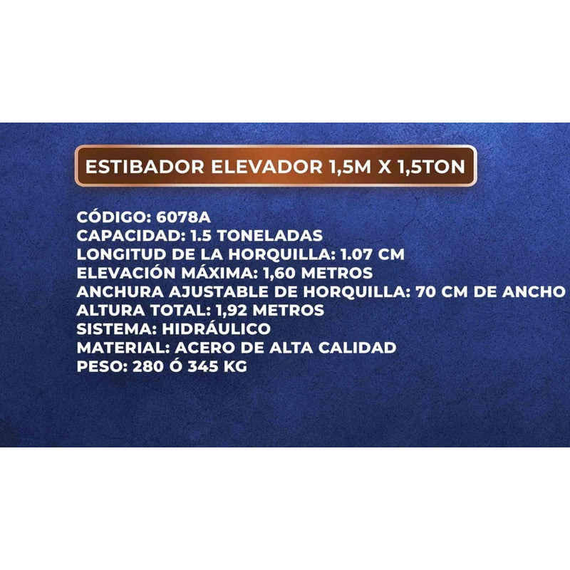 Montacargas Estibador Manual Para 1.5 Toneladas Industrial