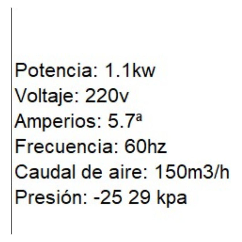 Turbina Regenerativa 220v 5.7a 150 M3/h 1,1kw